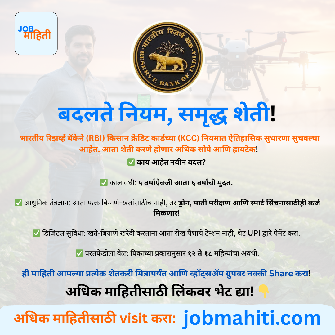 किसान क्रेडिट कार्ड (KCC) मध्ये मोठे बदल! आता ५ ऐवजी ६ वर्षांची मुदत वाढ! 